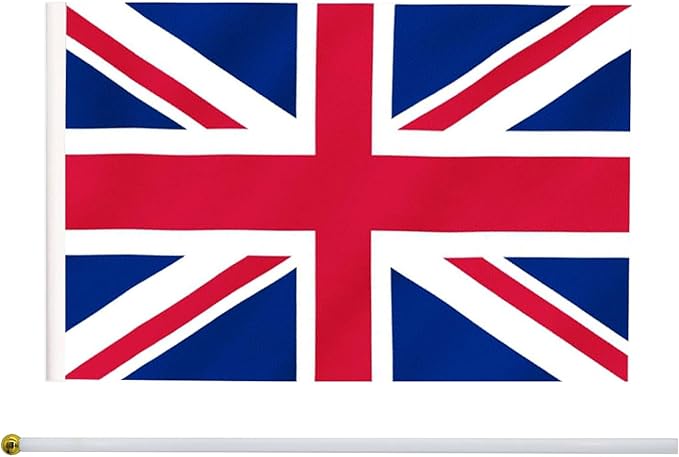20 Pack Small UK Flags on Stick Mini Handheld United Kingdom Flag for Parades, Independence Day and Patriotic Events 5x8 Inch Durable Weather-Resistant Flags with 12 Inch Sticks(UK)