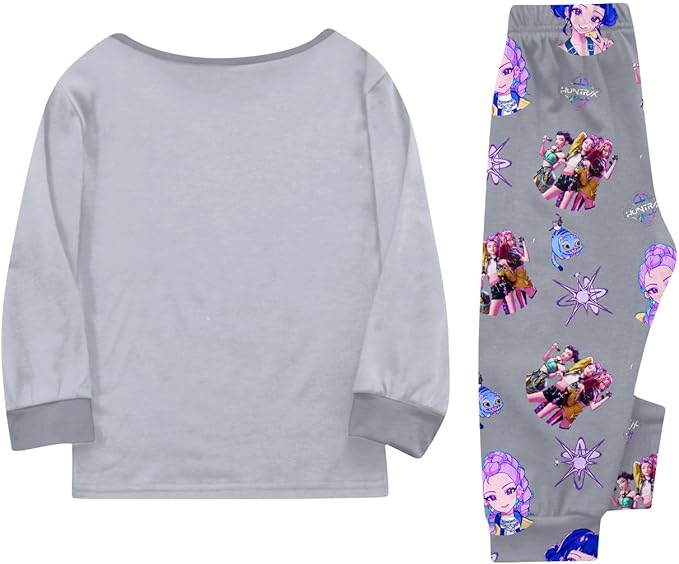 Girls 2 Piece K Pop Singer Outfits Cute Cartoon Graphic Shirts and Pants Casual Tracksuit Fashion Clothing Sets