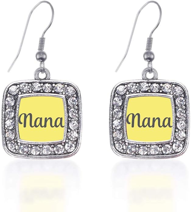 Inspired Silver - Silver Square Charm French Hook Drop Earrings with Cubic Zirconia Jewelry
