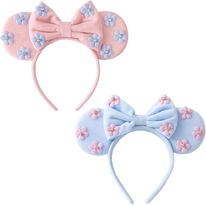 KARETT Sequins Mouse Ears Headband With Glitter Bow Princess Party Decorations For Girls Women