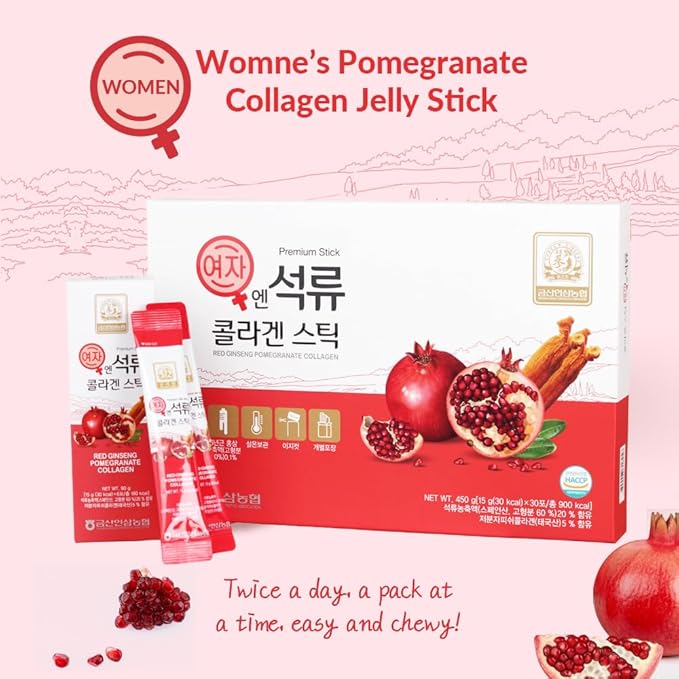 ZIOSTAND Korean Beauty Baekje Geumsan Women's Pomegranate Collagen Jelly Stick 5.1oz / 30 Count (5 Pack)