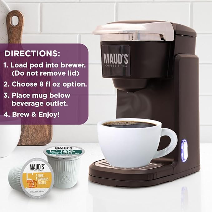 Maud's Sampler Variety Pack Coffee Pods, 24 ct, 6 Assorted Flavors, Medium Roast Flavored Coffee in Recyclable Single Serve Pods – 100% Arabica Beans, Compatible with Keurig K Cups Maker
