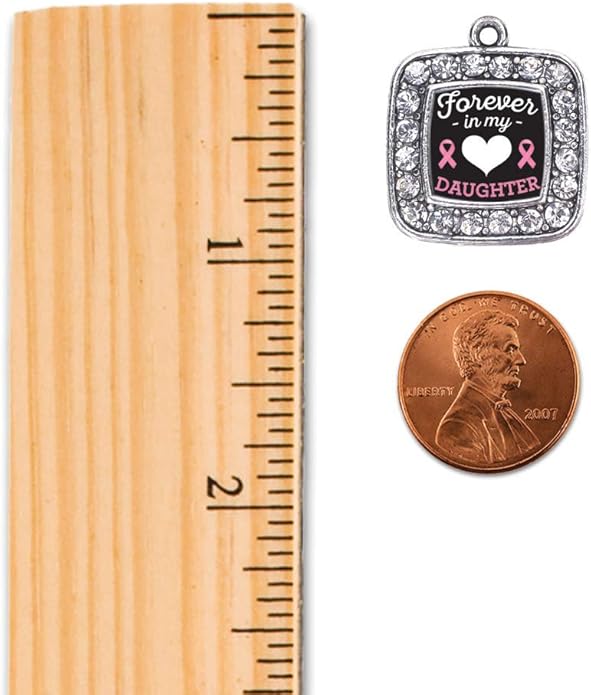 Inspired Silver - Silver Square Charm Bracelet with Cubic Zirconia Jewelry