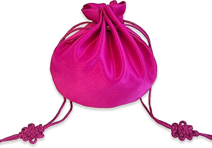 Seoulful Vintage Korean Embroidered Bokjumeoni - Traditional Lucky Pouch - Hanbok Fortune New Year's Gifts Bag (Pink)