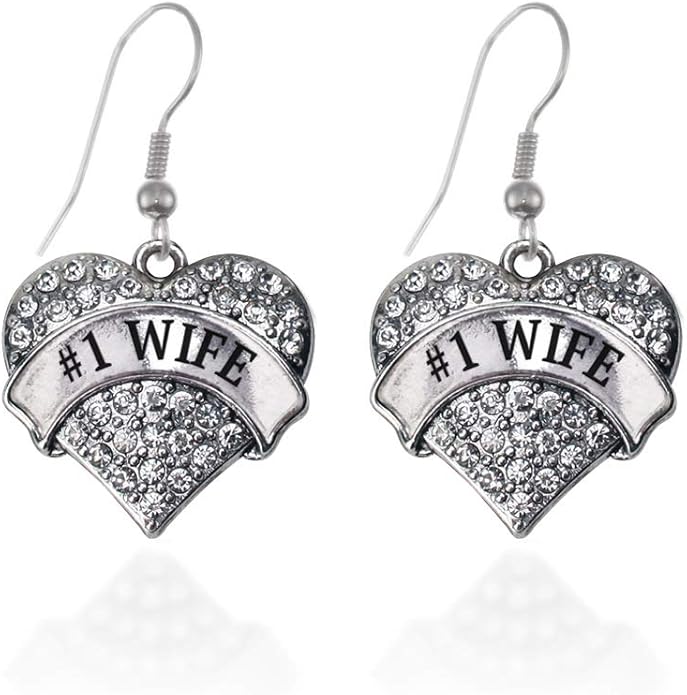 Inspired Silver - Silver Pave Heart Charm French Hook Drop Earrings with Cubic Zirconia Jewelry