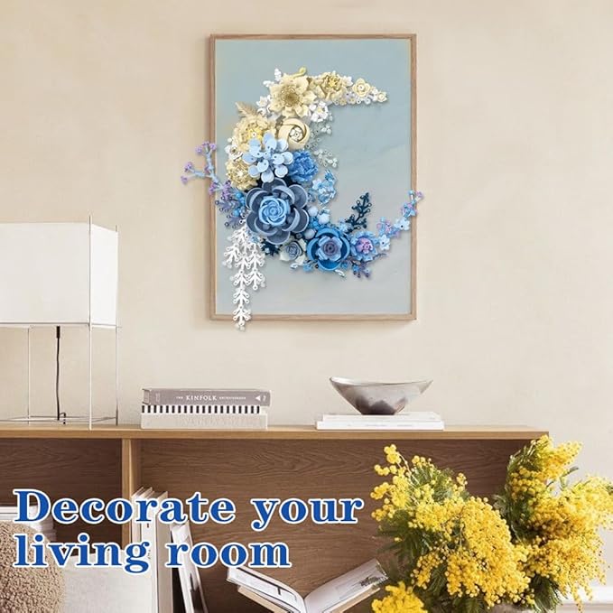 Eternal Flower Building Blocks Set, Simulated Artificial Flowers Moon Models, Home Decor or Idea Present for Adults and Kids, Valentine's Day Gifts for Girls, Standard Particles 934 PCS (JJ9094)