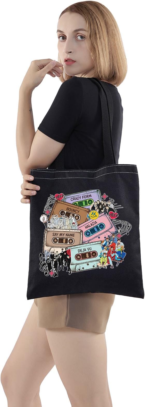 WZMPA Korean Group Fans Tote Bag Concert Fans Gift South Korea Singer Reusable Grocery Bag Concert Merchandise