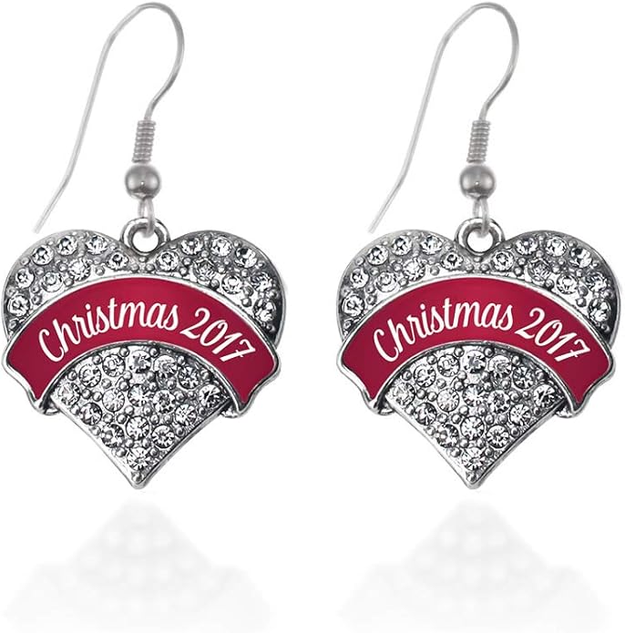 Inspired Silver - Silver Pave Heart Charm French Hook Drop Earrings with Cubic Zirconia Jewelry
