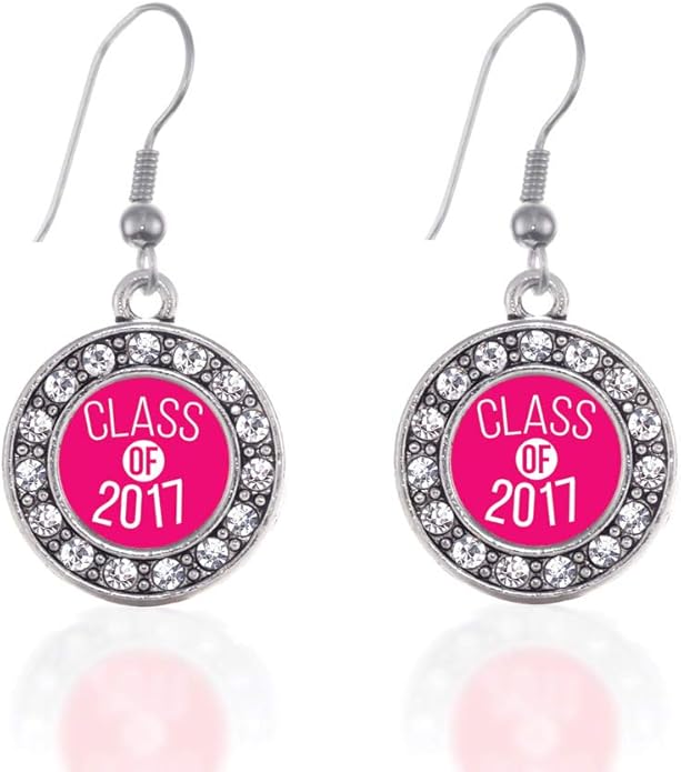 Inspired Silver - Silver Circle Charm French Hook Drop Earrings with Cubic Zirconia Jewelry