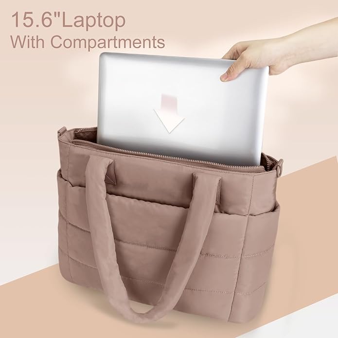 Tote Bag for Women Puffer Tote Bag Large Nurse Bags Shoulder Handbag with Zipper for Work Travel