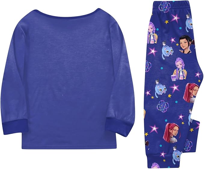 Girls 2 Piece K Pop Singer Outfits Cute Cartoon Graphic Shirts and Pants Casual Tracksuit Fashion Clothing Sets
