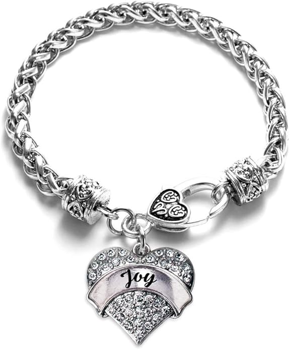 Inspired Silver - Silver Pave Heart Charm Bracelet with Cubic Zirconia Jewelry
