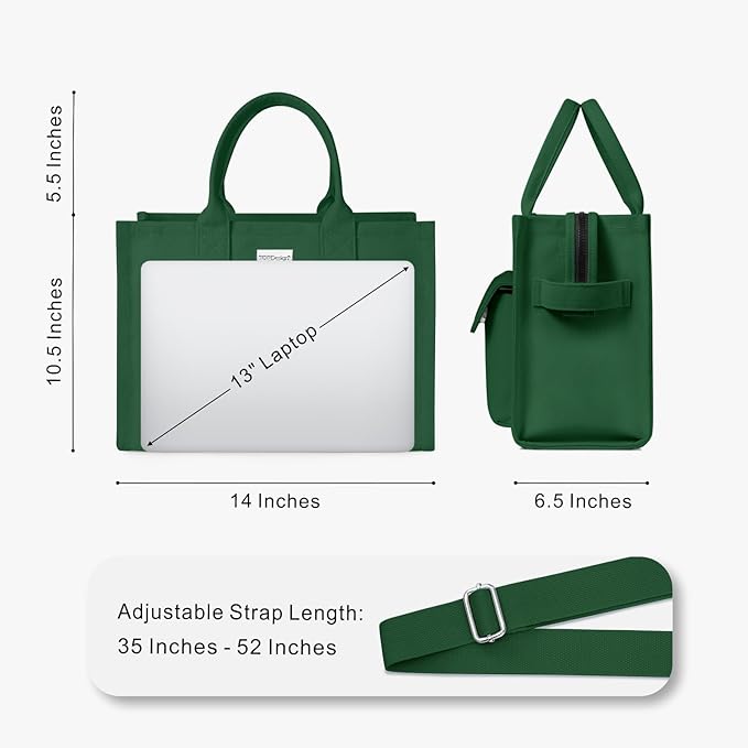 TOPDesign Heavy-Duty Canvas Tote Bag for Women, Adjustable Crossbody/Shoulder Handbag with 9 Pockets, Everything Tote