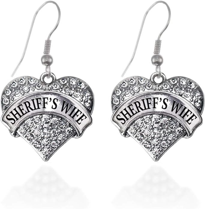 Inspired Silver - Silver Pave Heart Charm French Hook Drop Earrings with Cubic Zirconia Jewelry