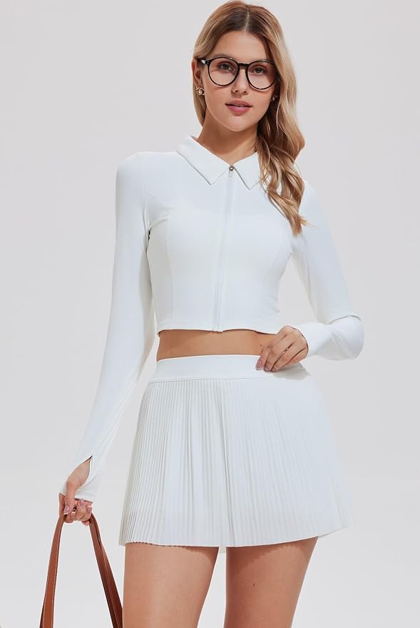 AFZ Women Pleated Tennis Skirt Set Two Piece Racerback Golf Outfits Pickleball Dresses with Shorts