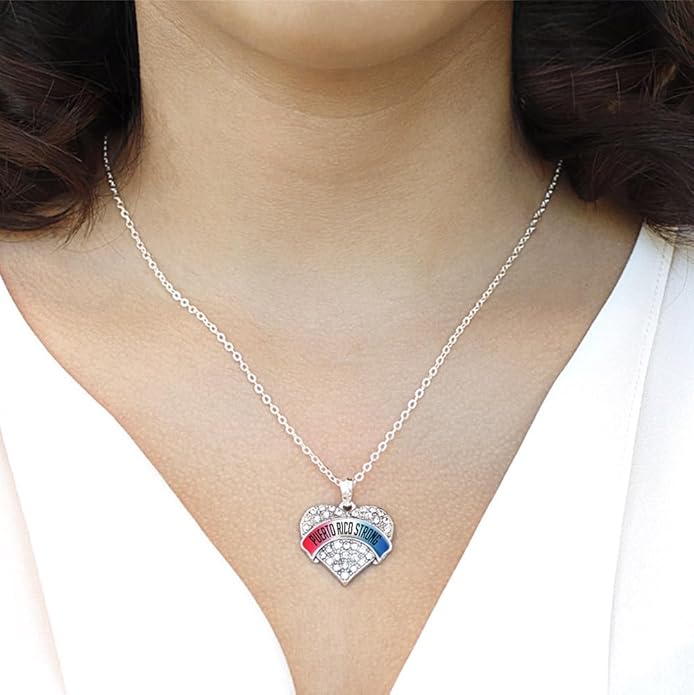 Inspired Silver - Silver Pave Heart Charm 18 Inch Necklace with Cubic Zirconia Jewelry