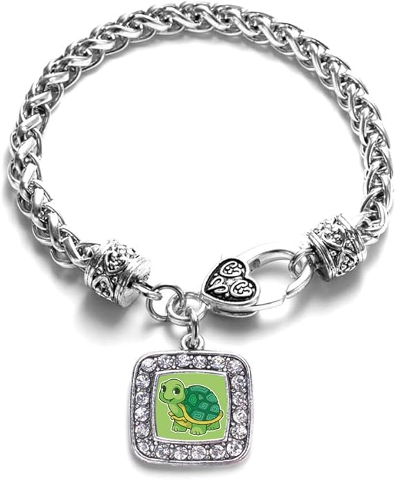 Inspired Silver - Silver Square Charm Bracelet with Cubic Zirconia Jewelry