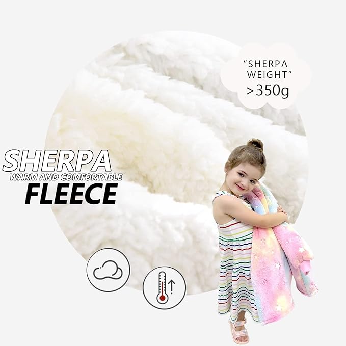 Glow in The Dark Wearable Blanket Hoodie for Kids Toddlers Sherpa Blanket Sweatshirt with Pocket 2-6 Year Old Girl Birthday Gifts