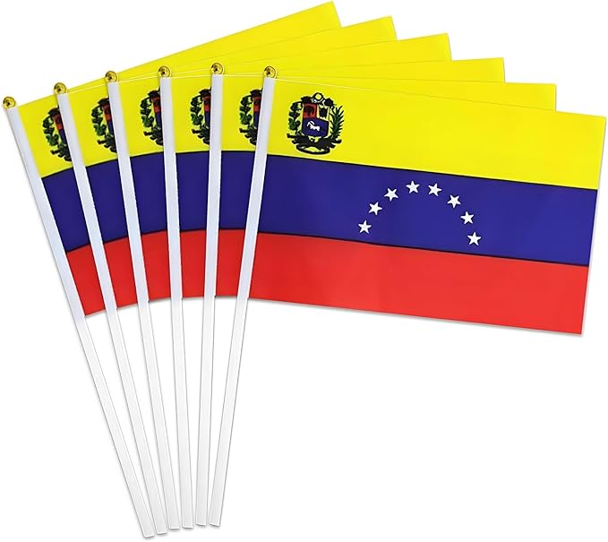 Venezuela Flag Small Venezuelan Flag 12 Pack Mini Hand Held Venezuelan Flags on Sticks for Party Parades Sports Events Patriotic Holiday Decorations