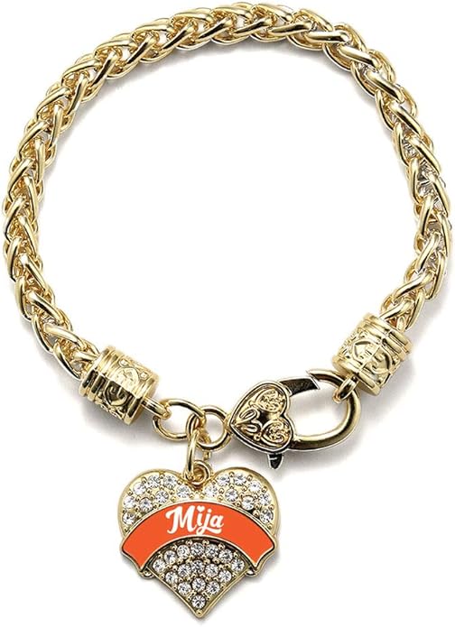Inspired Silver - Gold Pave Heart Charm Bracelet with Cubic Zirconia Jewelry
