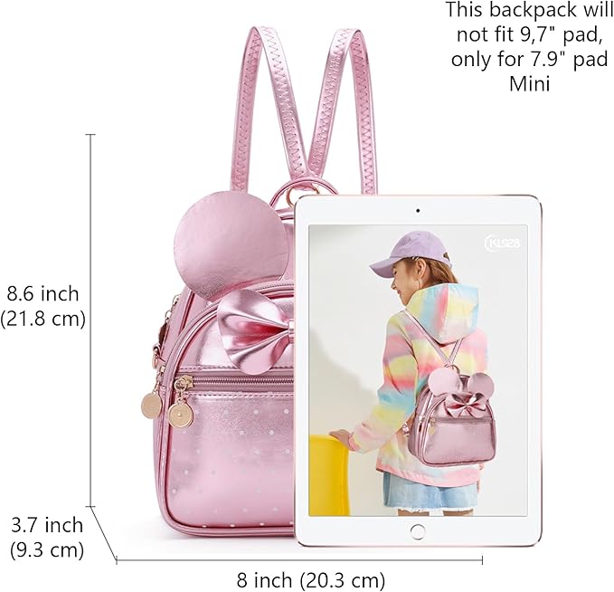 KL928 Girls Mini Backpack Bowknot Polka Dot Cute Small Daypacks Convertible Shoulder Bag Purse for Women