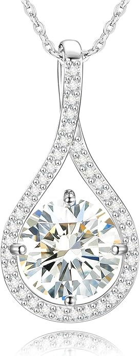 E-EMERMAKING Moissanite Necklace Gift for Women, 925 Sterling Silver 18K White/Yellow Gold Plated 0.5-6.0CT Moissanite Pendant for Her, Anniversary Day, Birthday, Wedding - to My Wife, Mom