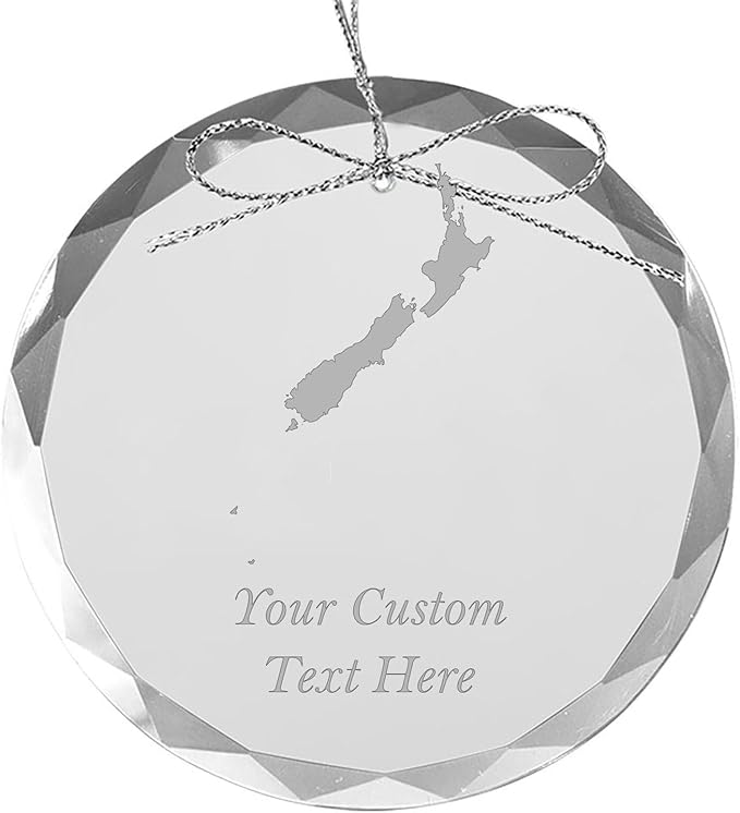 New Zealand, Personalized Travel Christmas Ornament – Customized Engraved Glass Keepsake - Custom Family Trip & Vacation, 2024, 2025, 2026, 2027 & Name – Destination Xmas Holiday Ornament