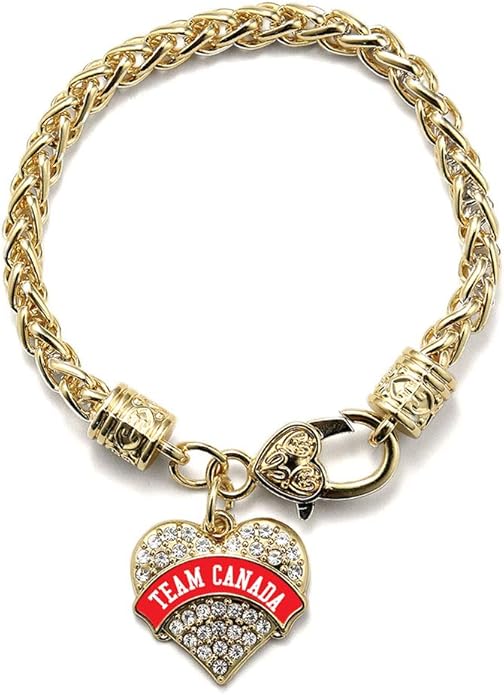 Inspired Silver - Gold Pave Heart Charm Bracelet with Cubic Zirconia Jewelry