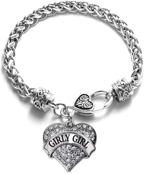 Inspired Silver - Silver Pave Heart Charm Bracelet with Cubic Zirconia Jewelry
