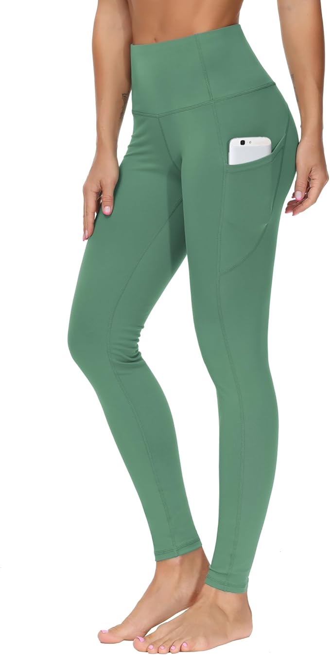 THE GYM PEOPLE Thick High Waist Yoga Pants with Pockets, Tummy Control Workout Running Yoga Leggings for Women