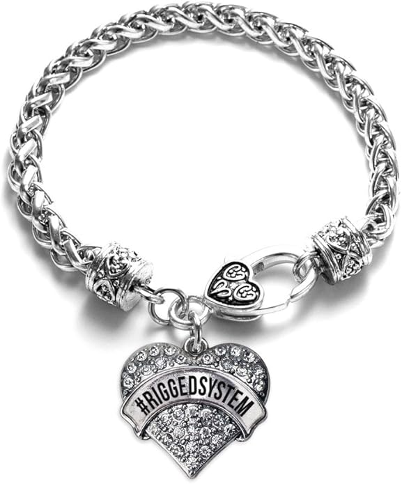 Inspired Silver - Silver Pave Heart Charm Bracelet with Cubic Zirconia Jewelry