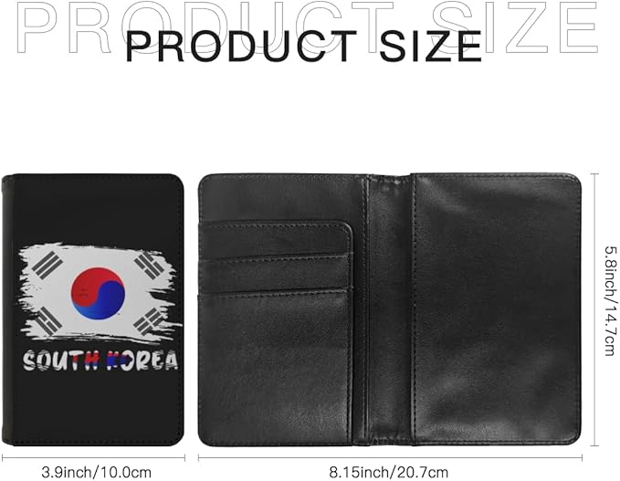 South Korea South Korean Flag Passport Holder Cover Wallet Case Novelty PU Leather with Card Slot Travel Accessories Protector for Women Men