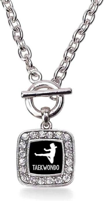 Inspired Silver - Silver Square Charm 18 Inch Necklace with Cubic Zirconia Jewelry