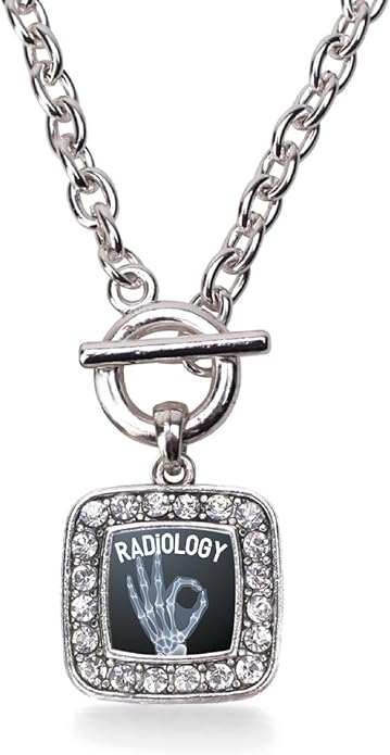 Inspired Silver - Silver Square Charm 18 Inch Necklace with Cubic Zirconia Jewelry