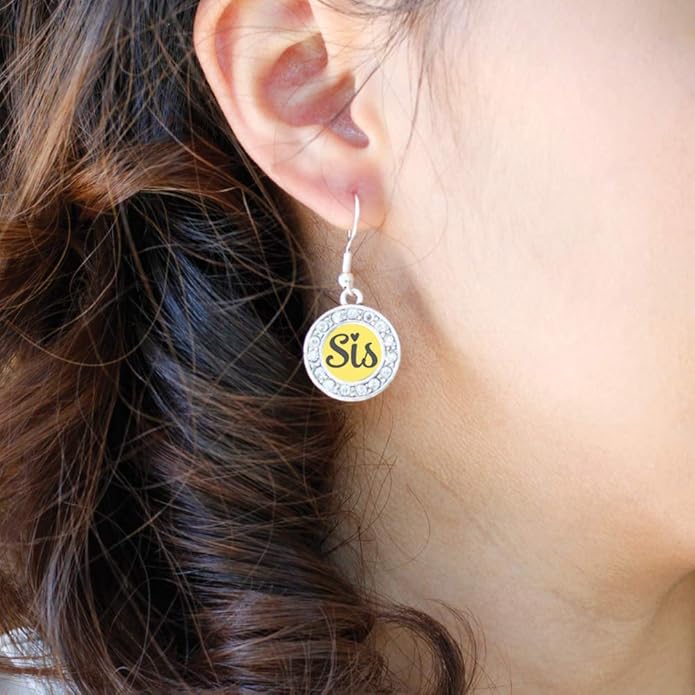 Inspired Silver - Silver Circle Charm French Hook Drop Earrings with Cubic Zirconia Jewelry
