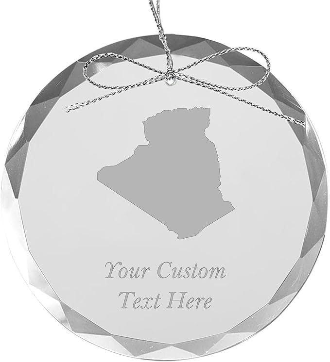Algeria, Personalized Travel Christmas Ornament – Customized Engraved Glass Keepsake - Custom Family Trip & Vacation, 2024, 2025, 2026, 2027 & Name – Destination Xmas Holiday Ornament
