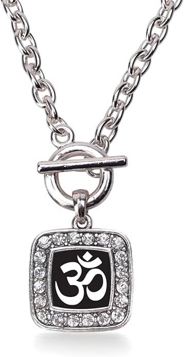 Inspired Silver - Silver Square Charm 18 Inch Necklace with Cubic Zirconia Jewelry