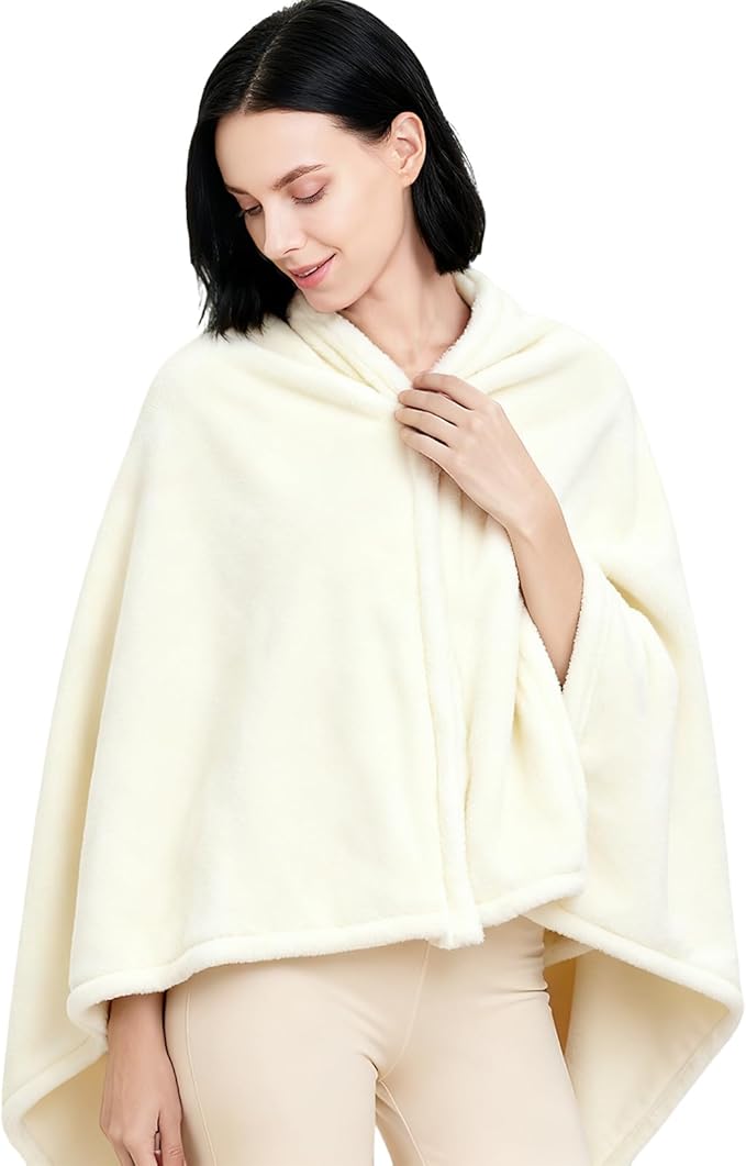 Women's Double Flannel Poncho - Snuggle Cape, Soft Warm Winter Wrap | Unisex Winter Wear for Home, Office, School
