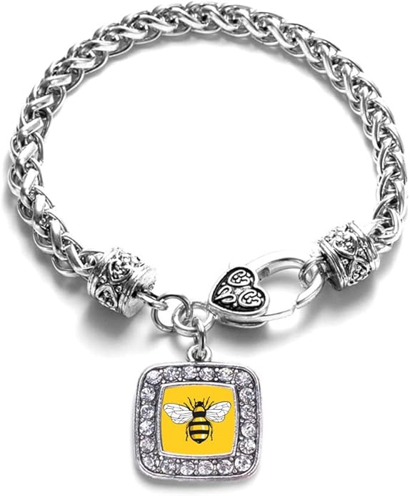 Inspired Silver - Silver Square Charm Bracelet with Cubic Zirconia Jewelry