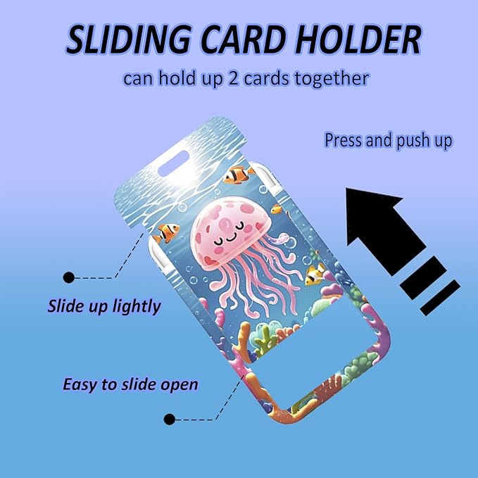 Jellyfish Badge Reel Lanyard Id Badge Holders Ocean Series Nurse Pediatric Name Pink Retractable Cute Design Retractable ClipRN LPN CNA MA NICU Medical 24”Acrylic Teacher Office Worker Accessories
