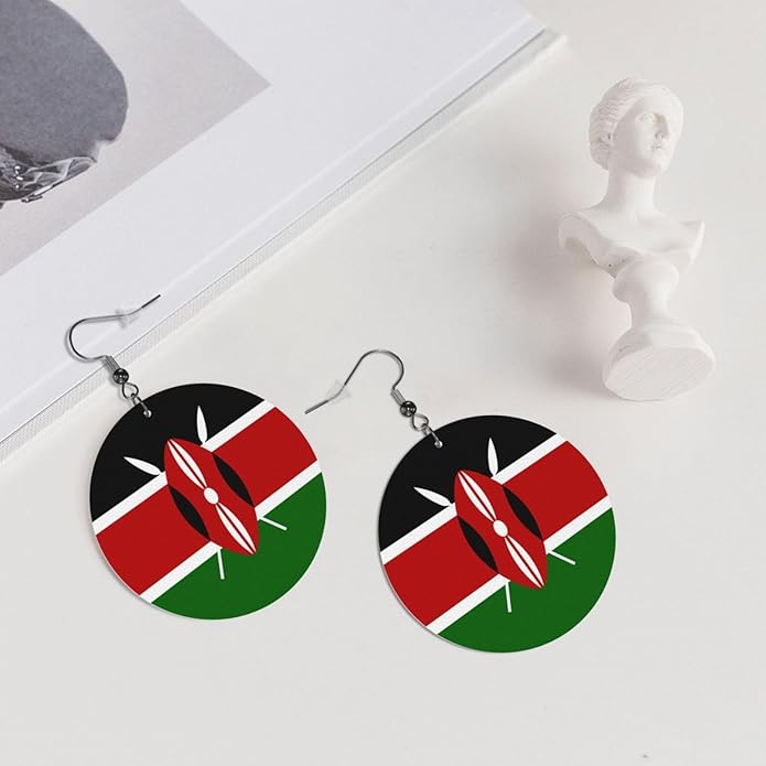 Round Faux Leather Earrings for Women Lightweight Double-Side Printed Drop Dangle Earring for Festival Party Gift