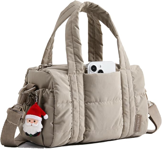 BAGSMART Reiki Mini Gym Bag for Women, Small Dance Bag, Mini Crossbody Bags for Women with Detachable Strap, 5L Shoulder Bag(9.8 * 5.9 * 5.9 inches), Sand Brown