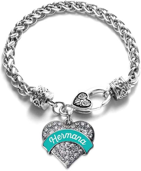 Inspired Silver - Silver Pave Heart Charm Bracelet with Cubic Zirconia Jewelry