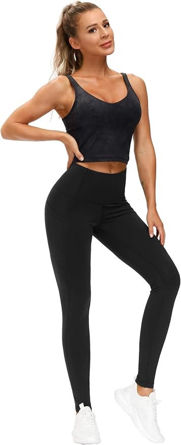 THE GYM PEOPLE Thick High Waist Yoga Pants with Pockets, Tummy Control Workout Running Yoga Leggings for Women