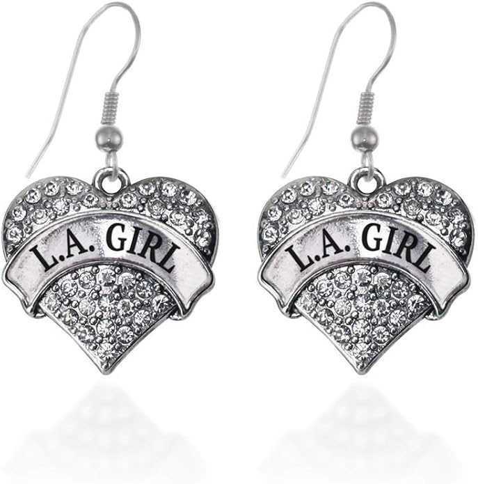 Inspired Silver - Silver Pave Heart Charm French Hook Drop Earrings with Cubic Zirconia Jewelry