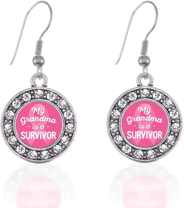 Inspired Silver - Silver Circle Charm French Hook Drop Earrings with Cubic Zirconia Jewelry