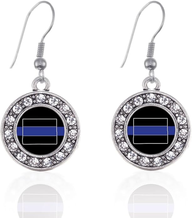 Inspired Silver - Silver Circle Charm French Hook Drop Earrings with Cubic Zirconia Jewelry