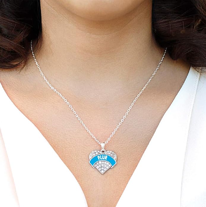 Inspired Silver - Silver Pave Heart Charm 18 Inch Necklace with Cubic Zirconia Jewelry