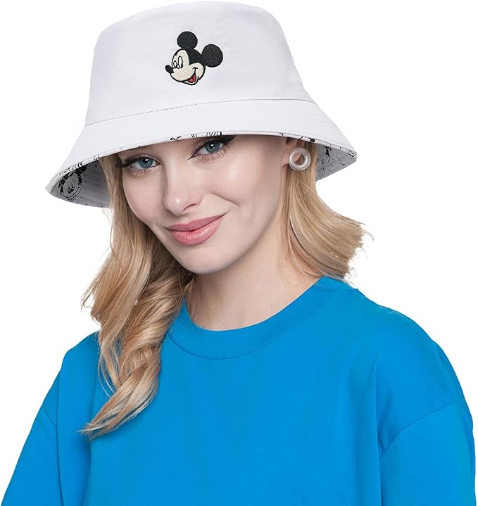 Cute Cartoon Bucket Hats for Women, Mouse Ears Print Double-Side-Wear Beach Fisherman Hats Sun Hats for Women