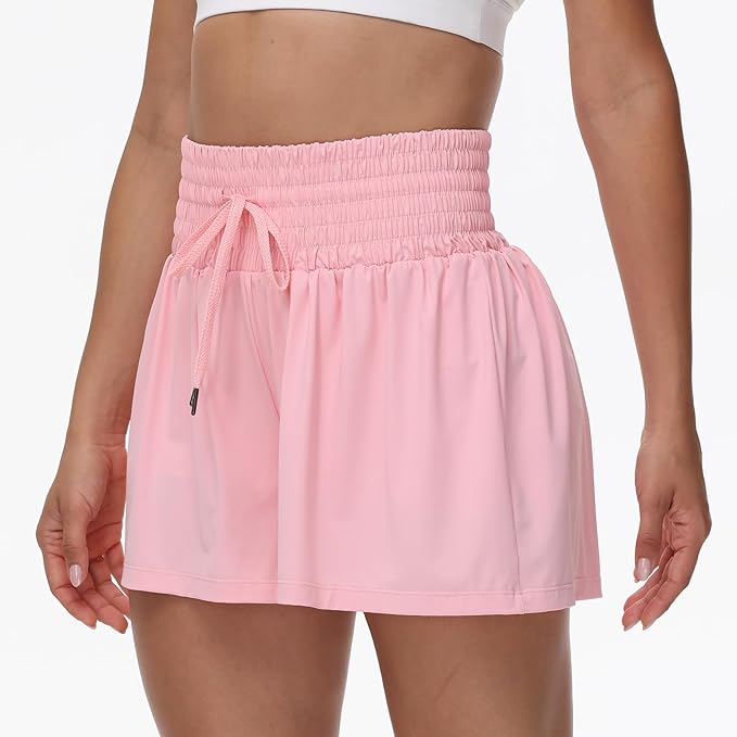 Blaosn Flowy Athletic Shorts for Women Gym Workout Running Short Pants High Waist Skort with Pocket Casual Summer Clothes